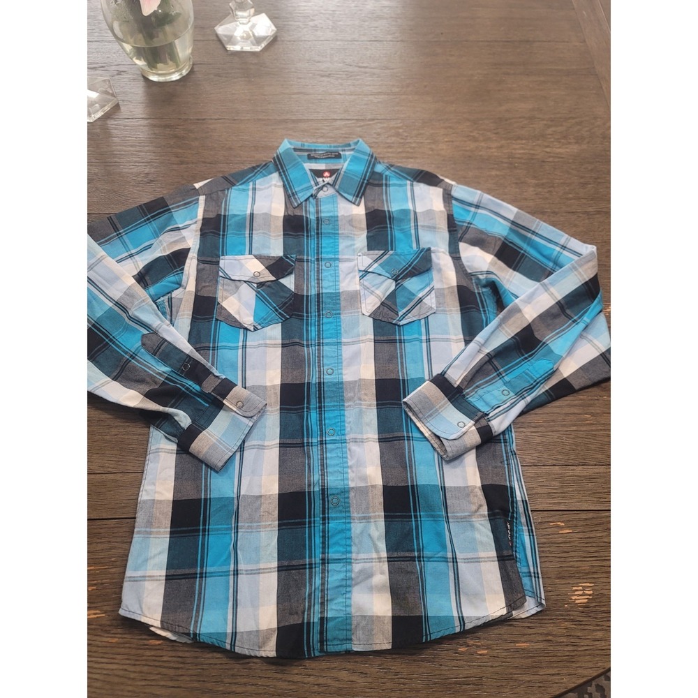AIRWALK MENS BLUE PLAID SHIRT LONG SLEEVES SIZE M Clean!! Casual Dress